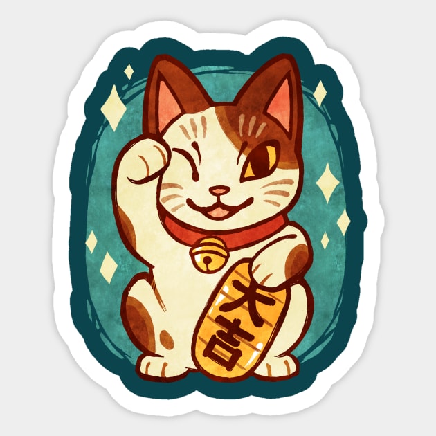 Lucky Cat Sticker by Kerri Aitken